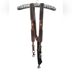 Nocona Brown Basket Weave with Texas Star Concho Suspenders XL